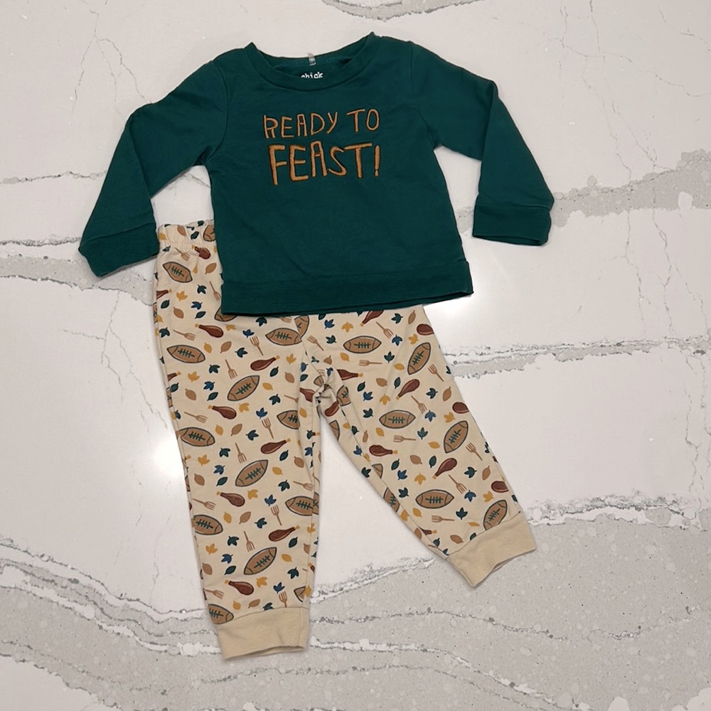 Baby Boy Thanksgiving Outfit, 18 month, Chick Pea